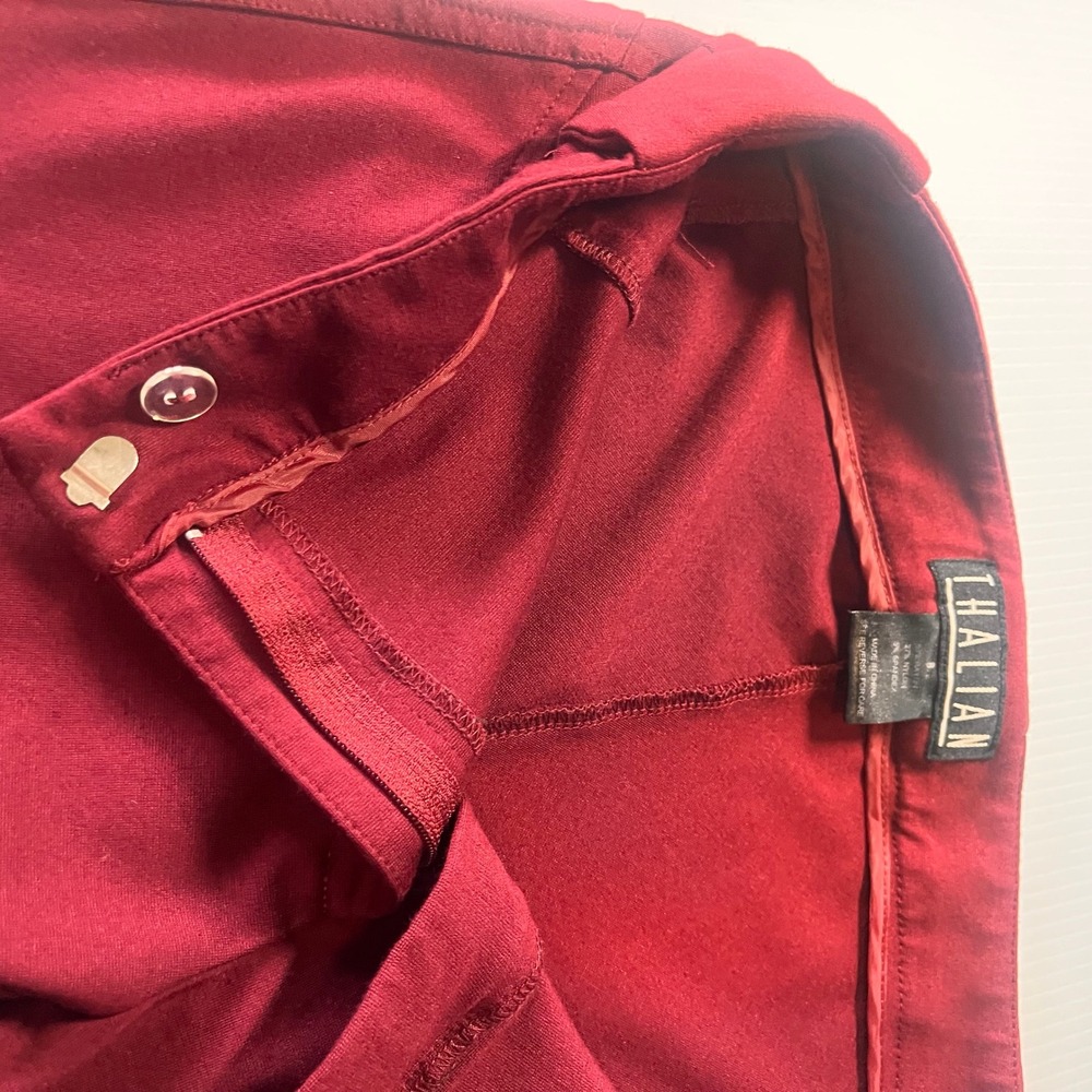 Thalian Womens Burgundy Red Slim Fit Ponte Knit Ankle Dress Pants Size 8 - Picture 5 of 7